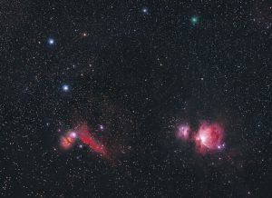 Kometa C/2020 M3 (ATLAS) w gwiazdozbiorze Oriona